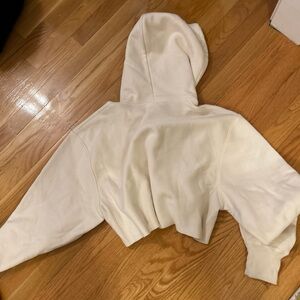 Champion Hoodie Women Medium Ivory Reverse Weave Pullover Cropped Hooded